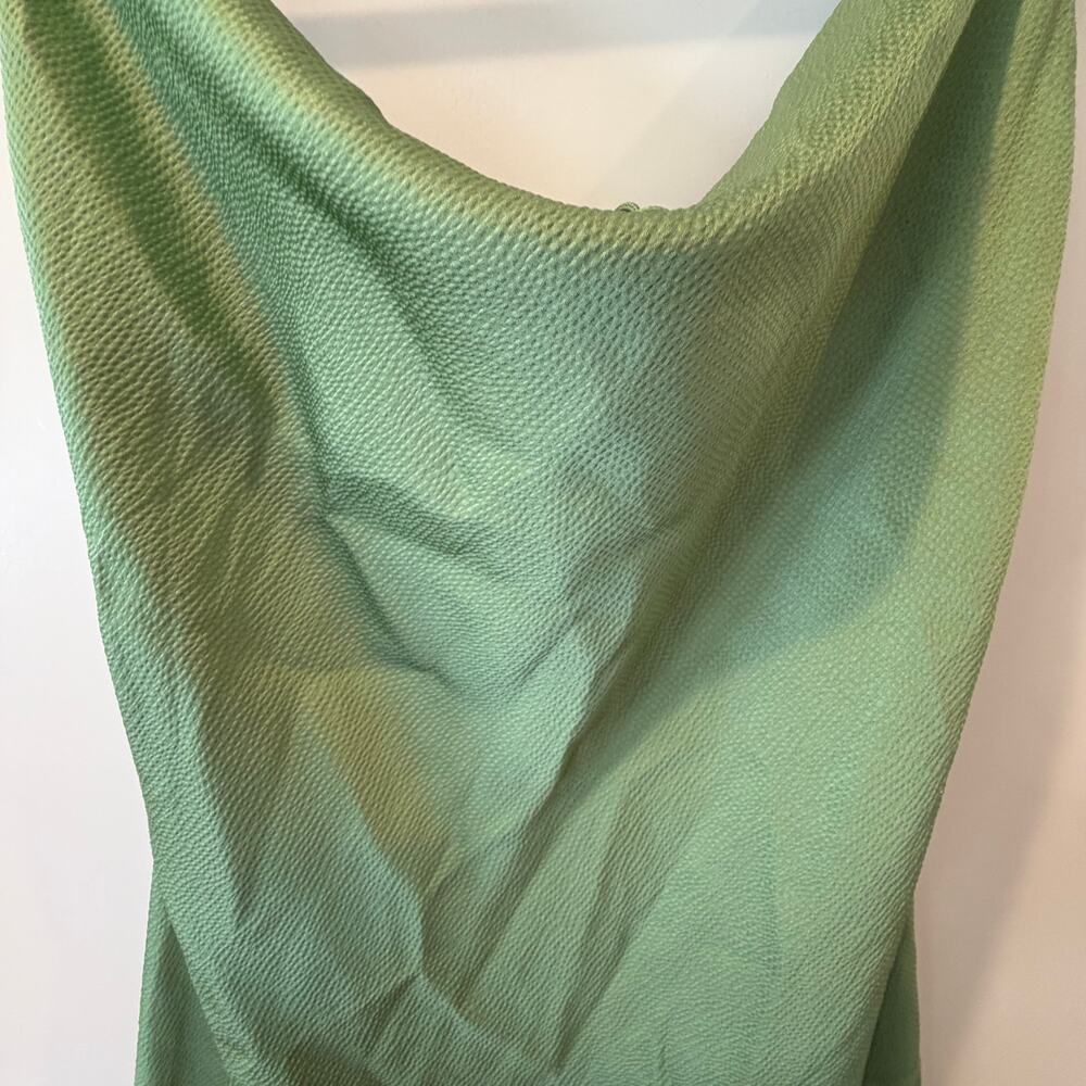 Abbeline Green Mini Slip Dress Cowl Neck Semi-adjustable Fun Flirty Date Night - Picture 2 of 8